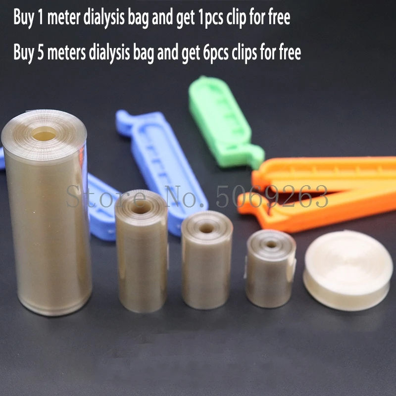 1 or 5 Meters Laboratory MW7000 Regenerated Cellulose Dialysis Bag Tubing MD25/34/44/55/77mm RC Dialysis Tube