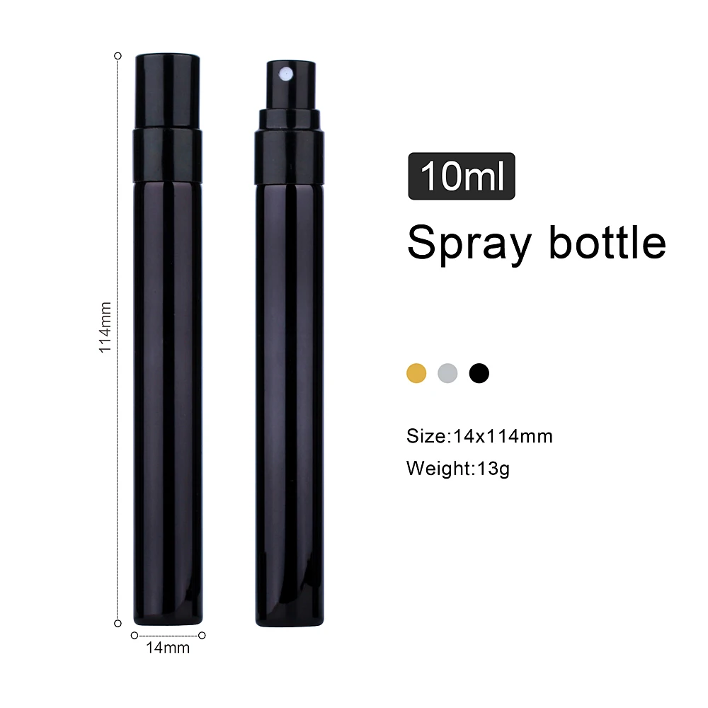 100 PCS/Lot 10ML mini Perfume Bottle Golden silver black bottle With Packing box Atomizer Spray Bottles Sample