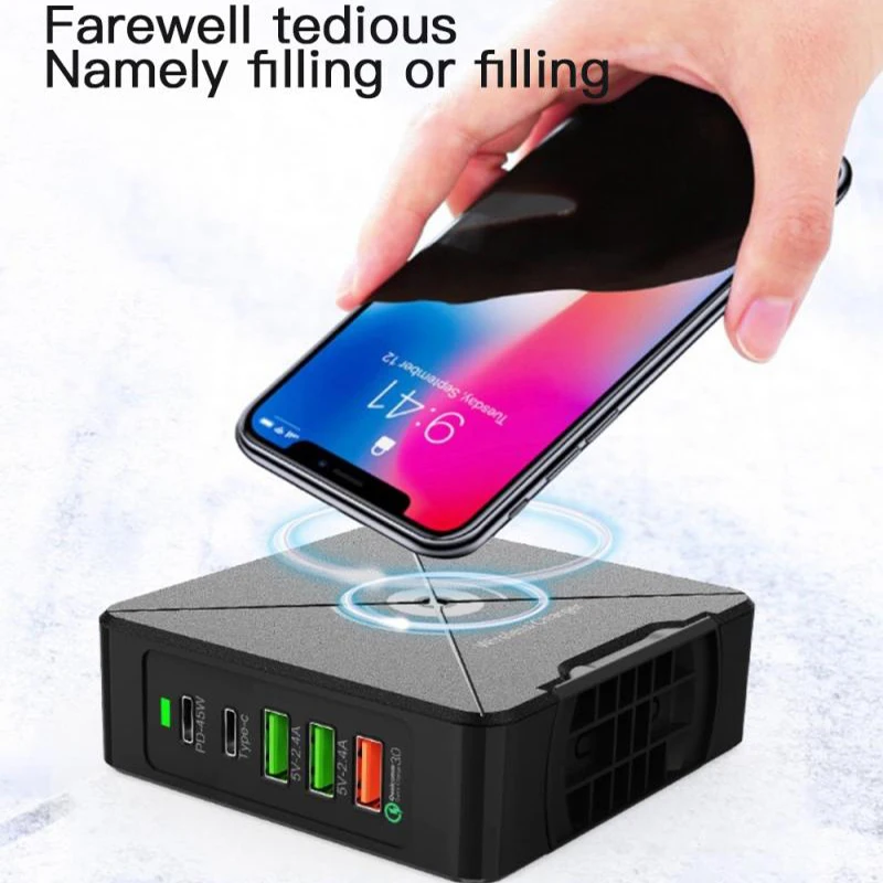 45W 5Port USB Fast Charger HUB USB Charging Station Dock Universal Mobile Phone Desktop EU/US/UK Wall Home Wireless Chargers