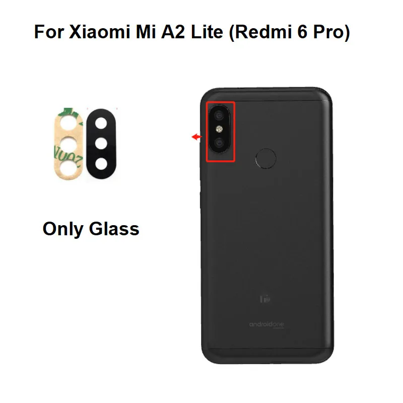 1PCS For Xiaomi MI A1 A2 Lite A3 5X 6X Redmi 6 Pro S2 Back Rear Camera Glass Lens With Glue Sticker Adhesive