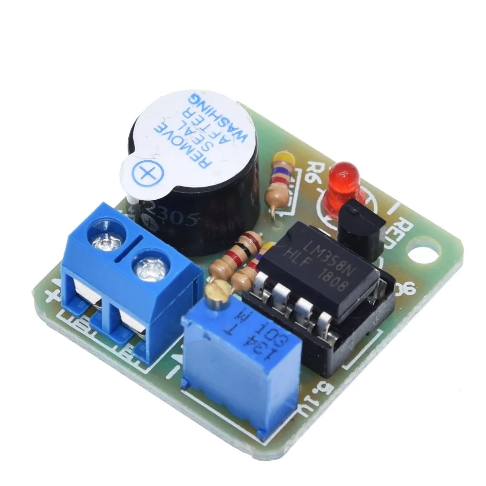 TZT 1/3 Stück LM358 Akkumulator Ton-Licht-Alarmmodul 12V Buzzer zum Schutz vor Überentladung Steuermodul – Detail 4