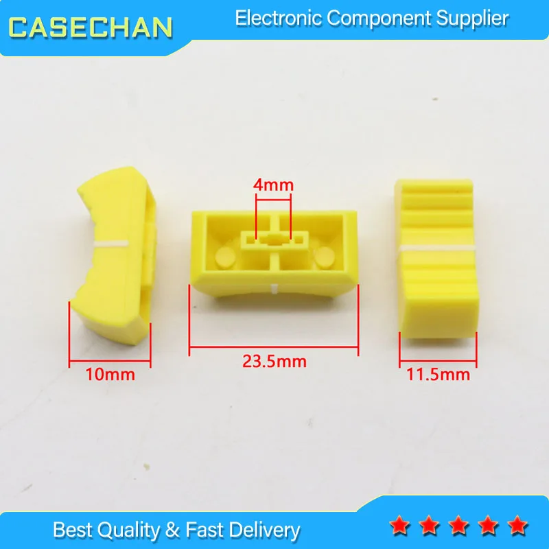 55pcs Audio Volume Adjustment Fader Cap / 4mm Straight Slide Potentiometer Knob Cap Mixer Console 4mm Cap Yellow