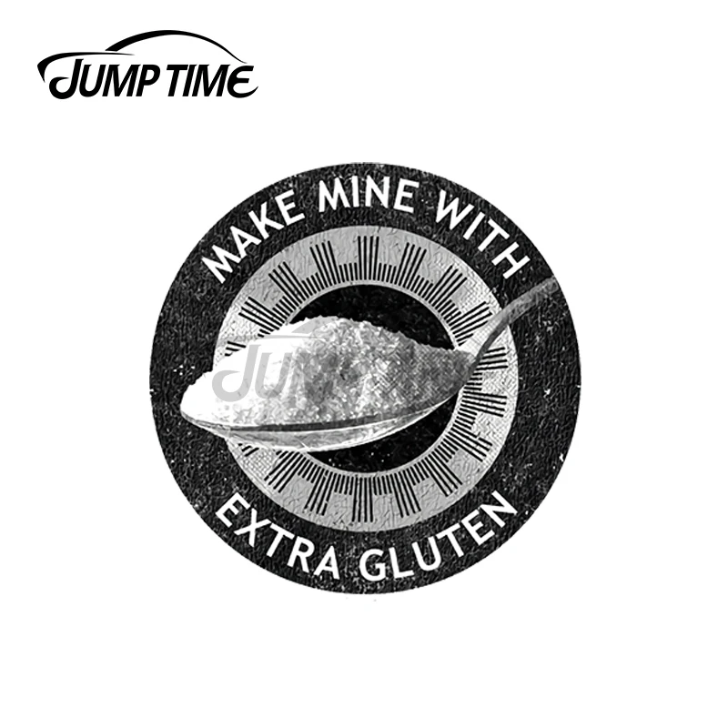 JumpTime – autocollants de voiture 13x13cm, étiquette "Make Mine with Extra Gluten", pour planche de surf, Laotop, pare-brise, anti-rayures, pour ordinateur portable et camping-Car