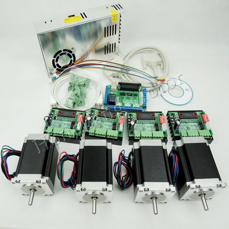 Ship from EU, CNC Router Kit 4 Axis,4pcs TB6560 stepper motor driver+interface board+4pcs Nema23 270 Oz-in motor+power supply