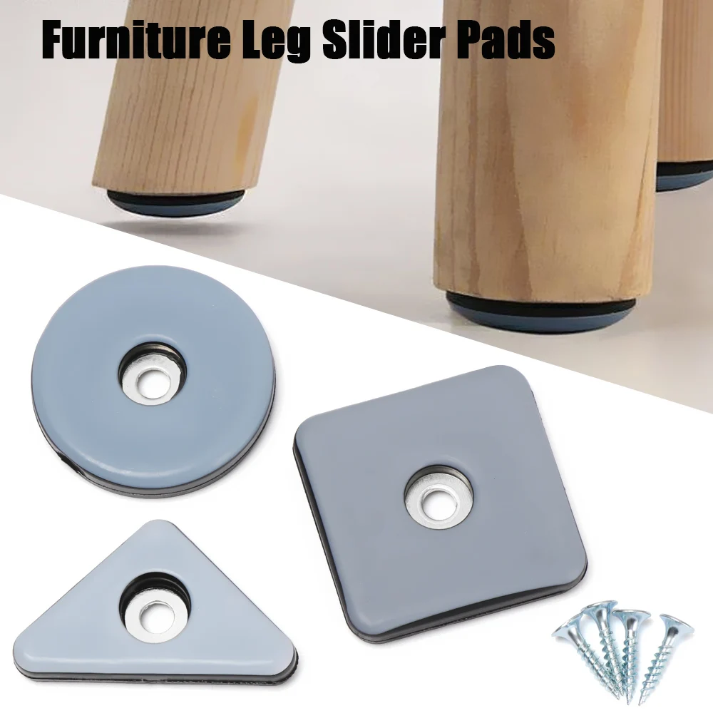 4/8pcs Furniture Leg Slider Pads Easy Move Heavy Furniture Table Bases Protector Legs Anti-abrasion Floor Mat with Screws