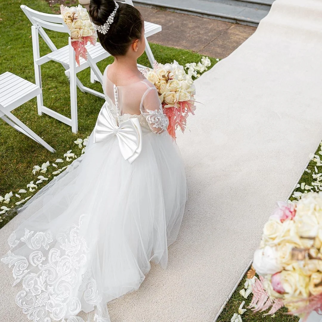 Fatapaese vestido da menina flor marfim champanhe princesa véspera de natal vestido de baile vestido de casamento vestido de festa de noiva robes de soirée