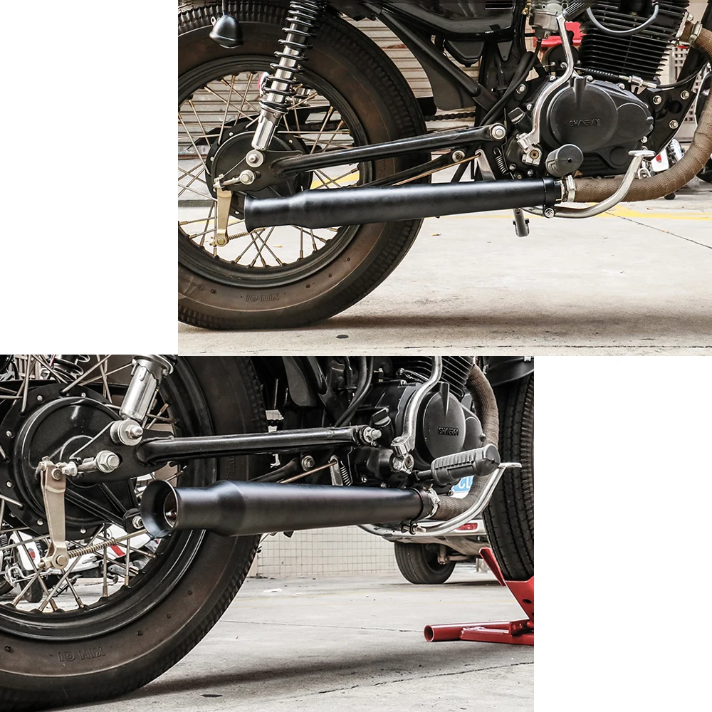 540MM Motorcycle Retro Tail Exhaust Muffler Pipe With Reducer For Harley Cafe Racer Bobber Chopper Custom