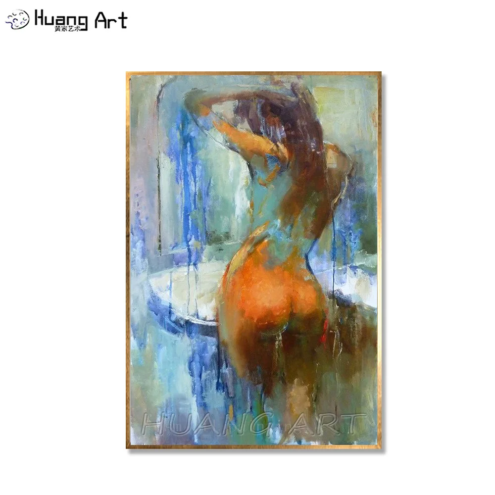 Hand Painted Abstract Wall Oil Painting Hang Picture Handmade Modern Artwork Art Sexy Women Nude Back Oil Painting on Canvas