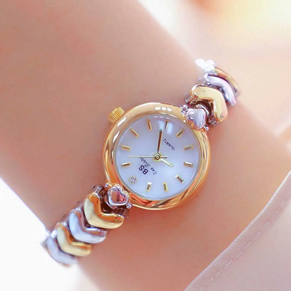 Korean Luxury Golden Silver Love Chain Women\'s Watch Elegant Small Dial Waterproof Quartz Bracelet Wrist Watch Relojes Mujer