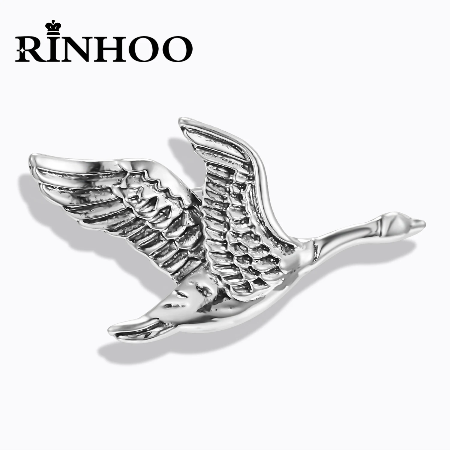 Rinhoo Vivid Flying Bird Brooch Pins Enamel Animal Brooches Wild Goose Metal Alloy Fashion Jewelry Lapel Pins Badges Accessories