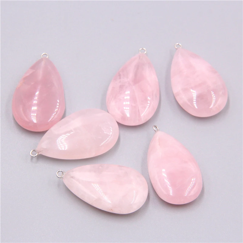 Natural pink madagascar quartz necklace pendant jewelry Water drop quartz crystal pendant necklace for women jewelry making gift