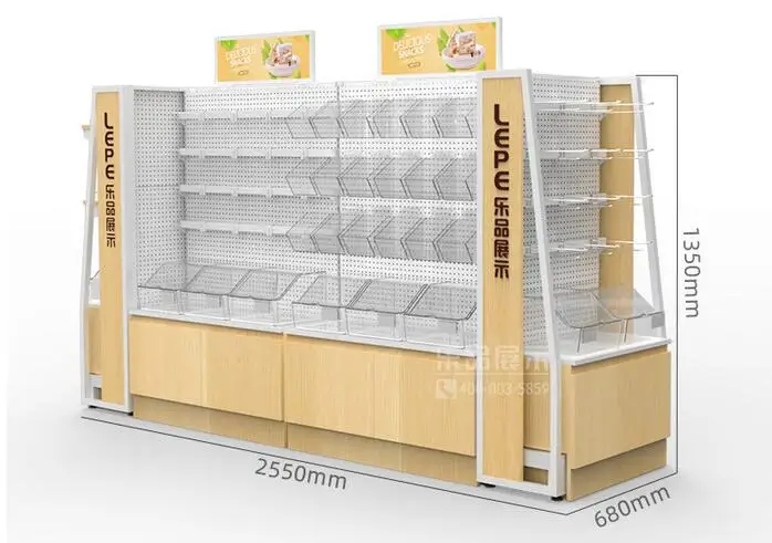 Supermarket candy shelf convenience store bulk food display rack multi-layer shelves scattered called snack display cabinet