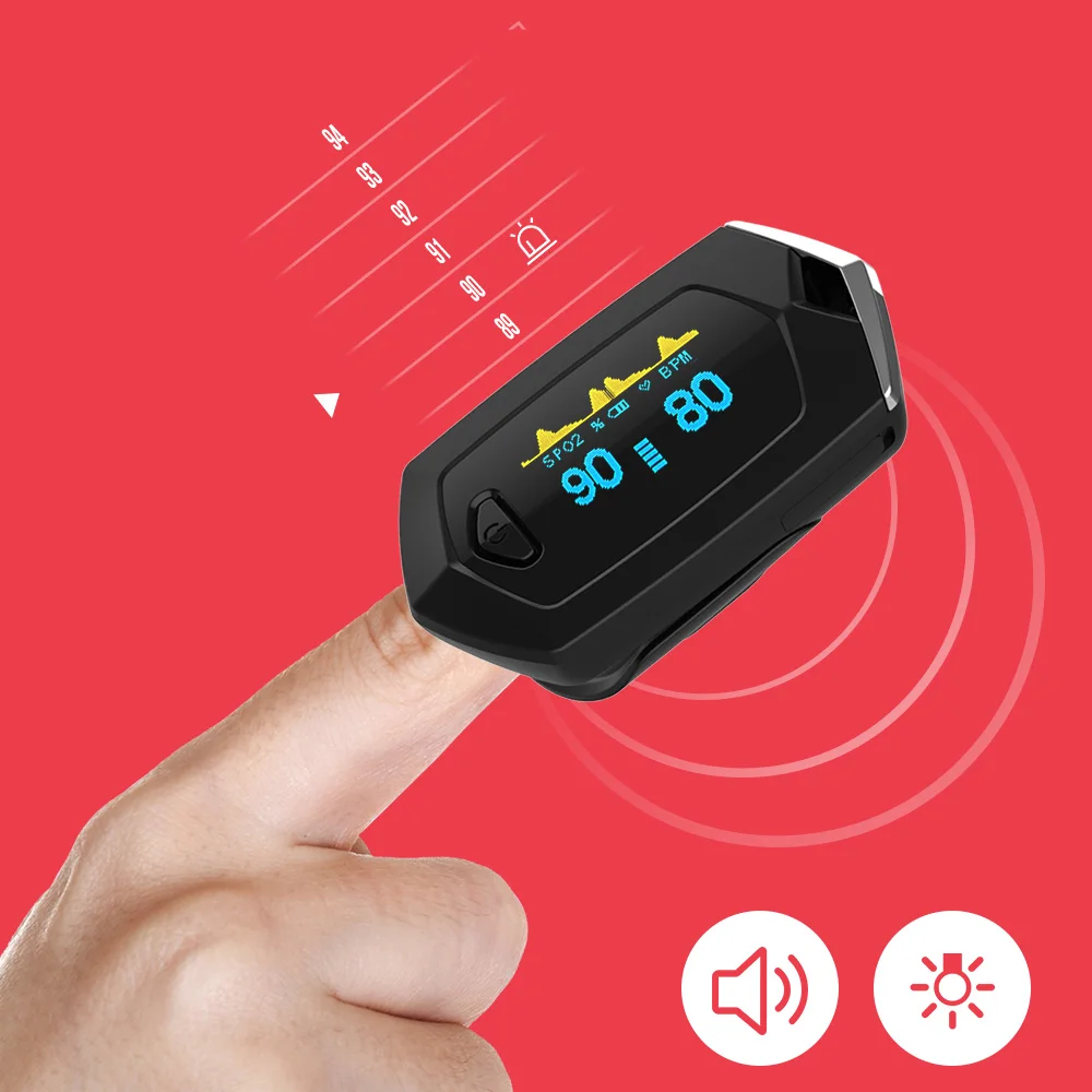 Yongrow Medical Rechargeable Digital Fingertip Pulse Oximeter Blood Oxygen Saturation Meter Finger SPO2 PR Monitor Oximetro