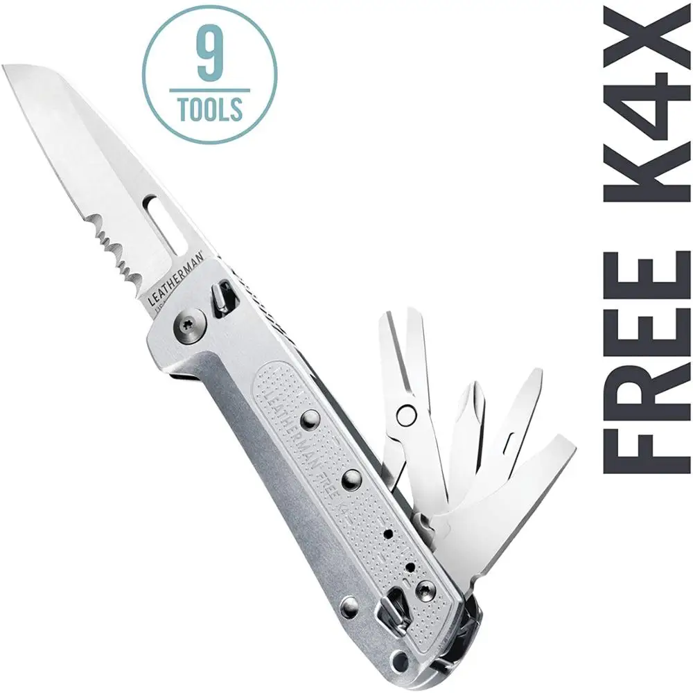 LEATHERMAN, FREE K2/K4 EDC Pocket Knife and Multitool with Magnetic Locking, Aluminum Handles and Pocket Clip