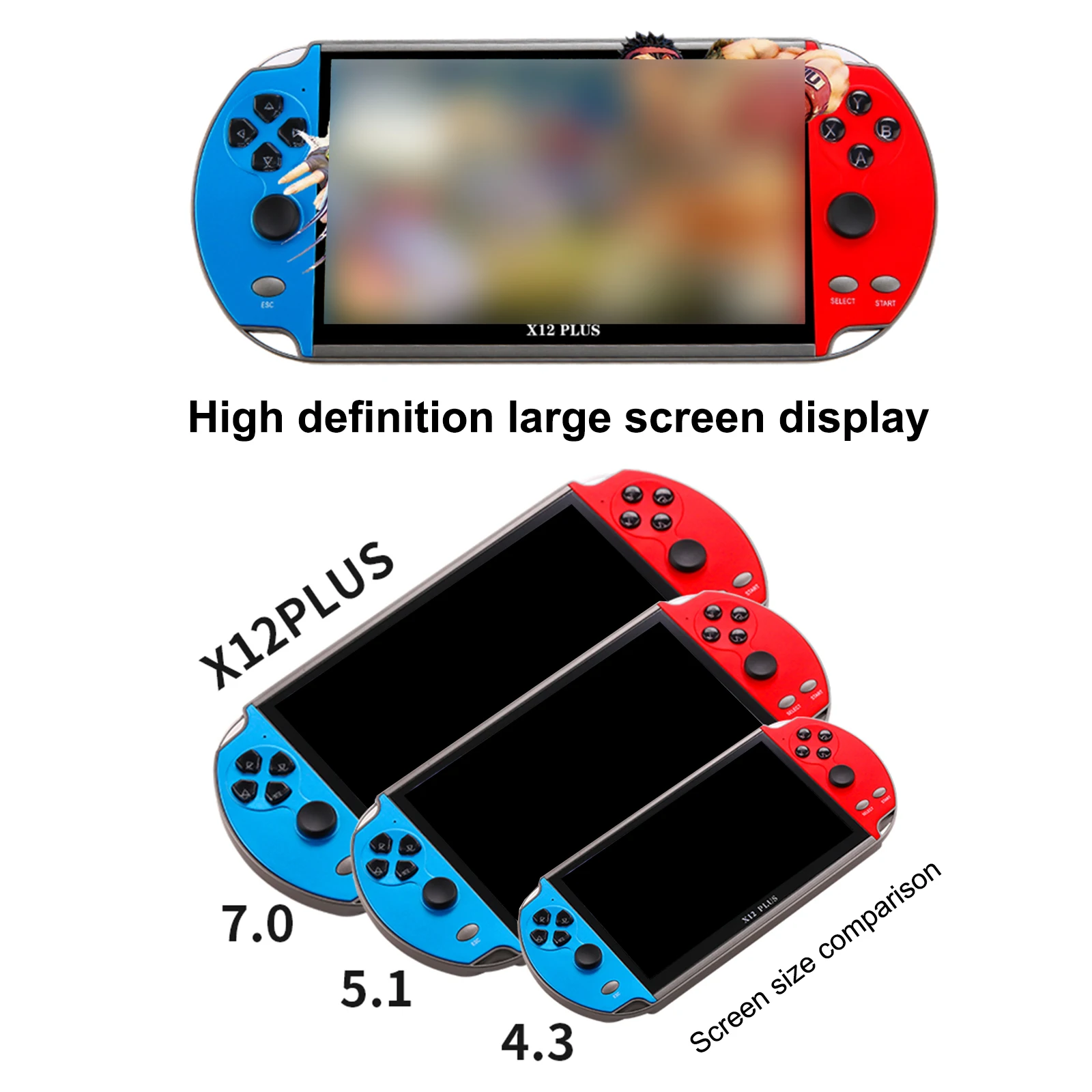 

New X12 PLUS Retro Game Handheld Game Console Built-in 2000+Classic Games Portable Mini Video Player 7.1 inch IPS Screen 8G+32G