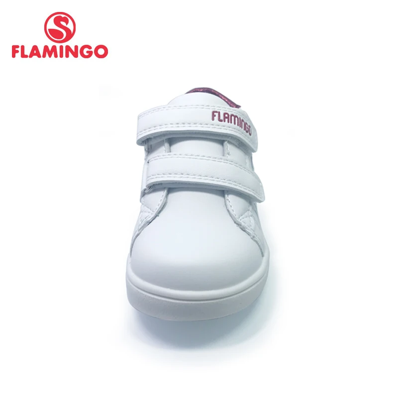 Tênis para meninas tamanho 22-27 frete grátis-primavera estampa flamingo couro legítimo respirável gancho & loop