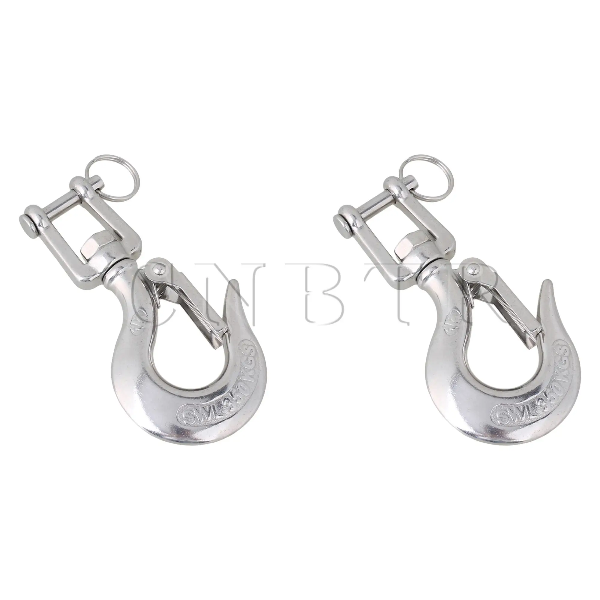 CNBTR 2Pcs Silver 304 Stainless Steel Swivel Lifting Clevis Chain Hook 350KG