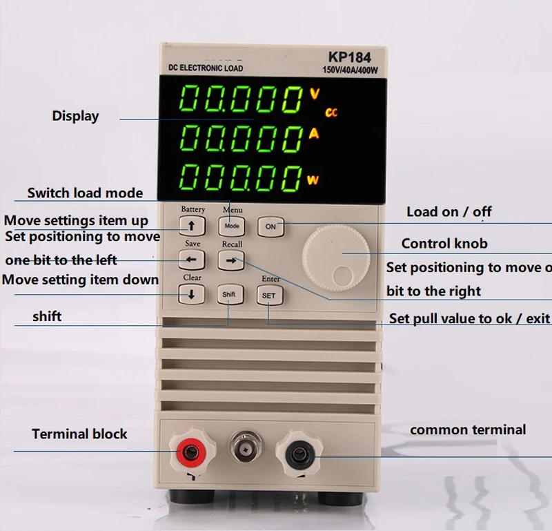 

KP184 150V 40A 400W rs232/rs485 DC Electronic load meter battery capacity Tester power test aging instrument