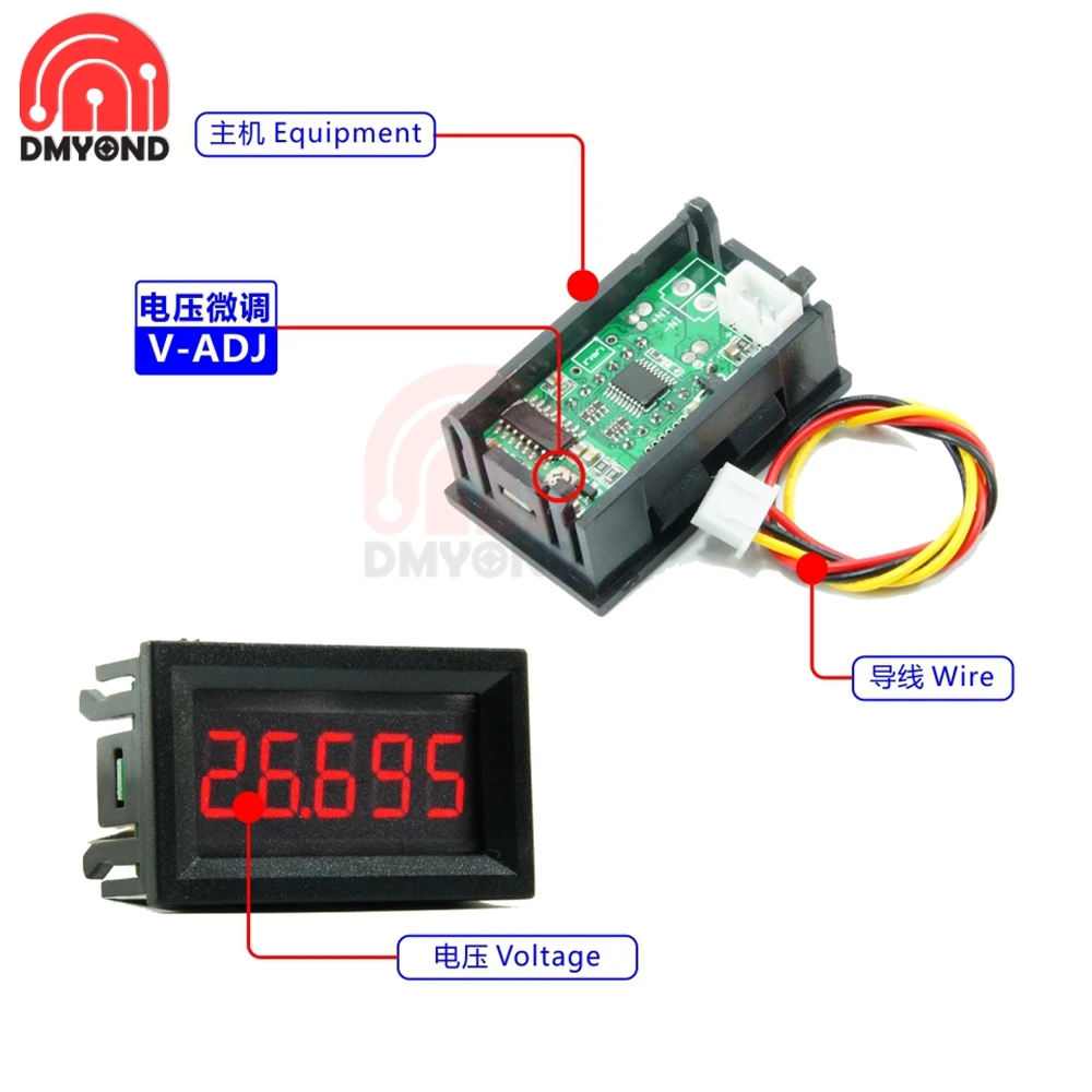 0.56 inch DC 0-33.000V (0-33V) LED Digital Voltmeter 5-Digits Bit High Precision Voltage Meter Red Green Display Volt Instrument