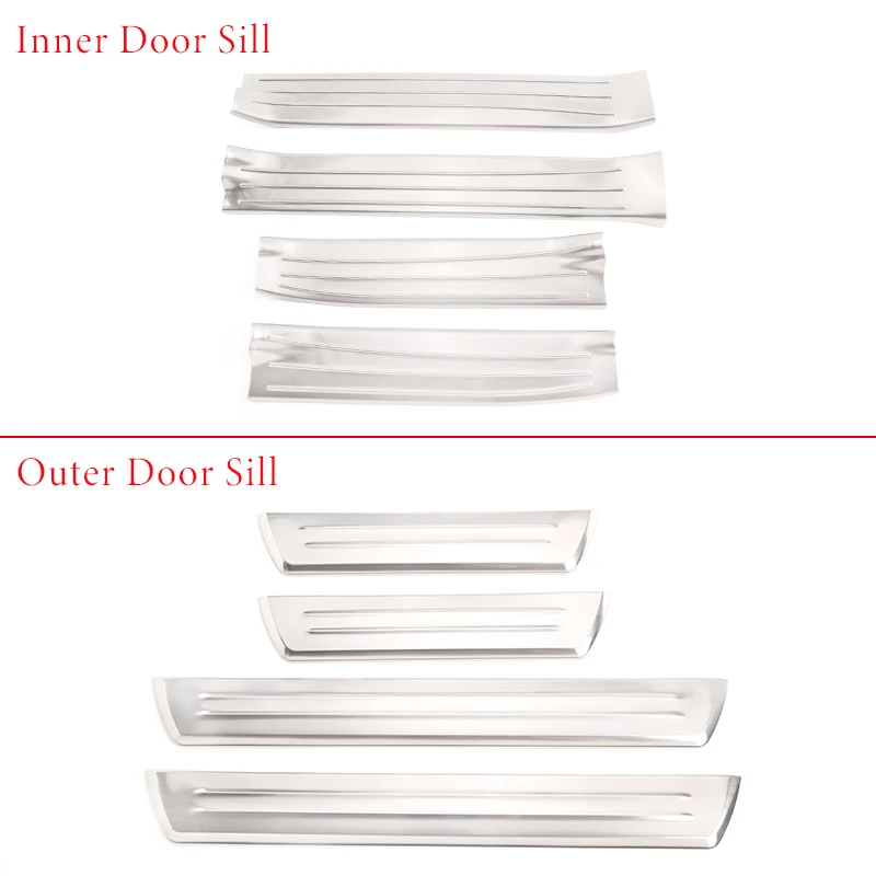 For Toyota Hilux 15-21Accessories Car Outer Inner Door Sill Scuff Plates Cover Stainless Steel Trim Protect Interior Car Styling