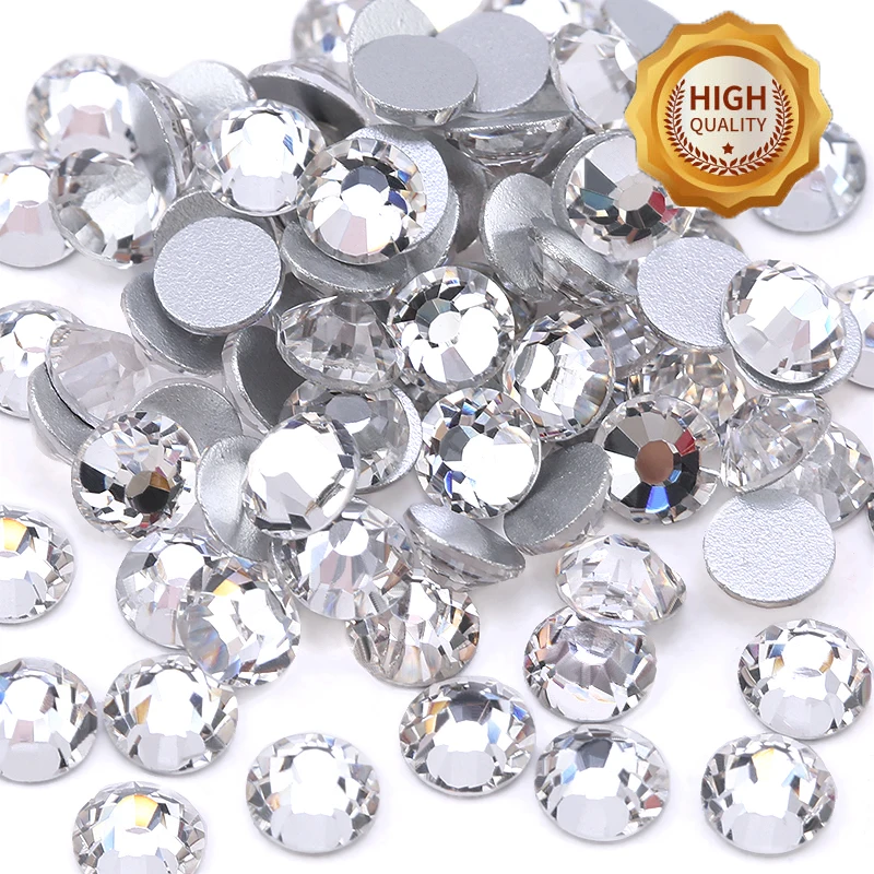 SS3-SS40 Clear Crystal Rhinestones Non Hot Fix Glue On Silver Flatback 3D Nail Art Rhinestones Glitter Crystal Gems Decorations