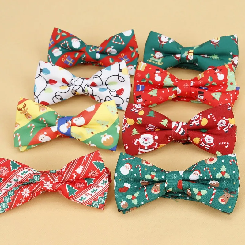 Men's Christmas Bow Ties Cotton Festival Theme Tie Snowflake Christmas Tree Pattern Mens Bow Tie Christmas Party Gift for Men