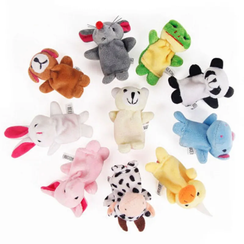 Toddler Newbron Baby Toys Finger Puppets Cloth Plush Doll Baby Educational Hand Cartoon Cute Animal Baby Boys Girls Toys 10pcs