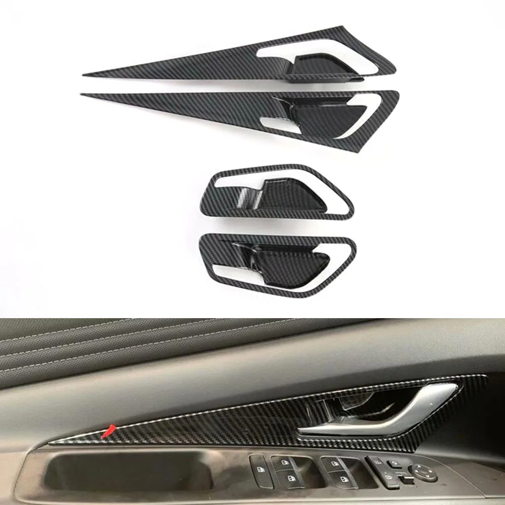 

For Hyundai Elantra 2021 Car Interior Door Handle Bowl Cover Trim ABS Carbon Fiber Style Styling Molding 4pcs