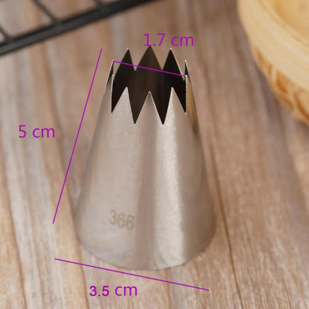 #366 Large Size Open Star Piping Nozzle Cake Decorating Tools Stainless Steel Cream PastryIcing Tips For DIY Meringue Cookies