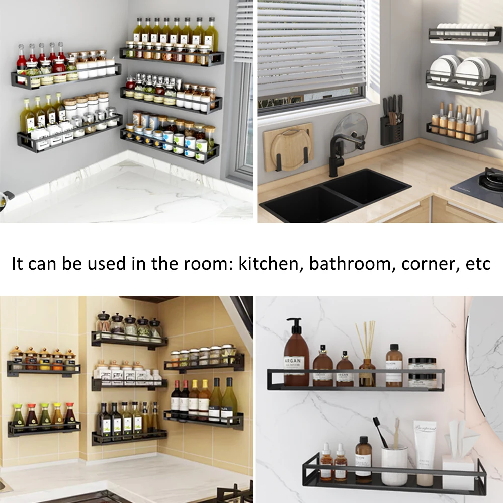 Wall-Mounted Kitchen and Bathroom Shelf, Household Condiment Supplies Rack Multifunctional Knife Shovel Chopstick Storage Rack
