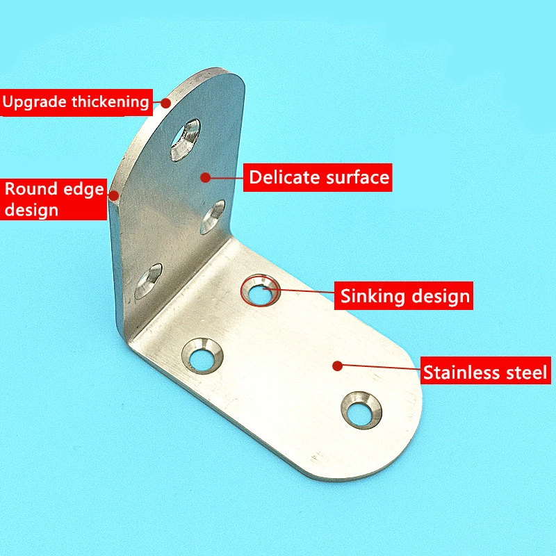 Di spessore 2.5 millimetri/3 millimetri Pratiche In Acciaio Inox Angolo Staffe L Forma Comune di Fissaggio Angolo Staffe Per Mobili Per La Casa 1 PCS