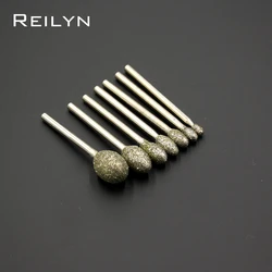 5pcs frese per rettifica corso a grana G tipo 4/5/6/8/10mm punte diamantate Peeling testa lucidatura abrasiva per utensili elettrici rotanti
