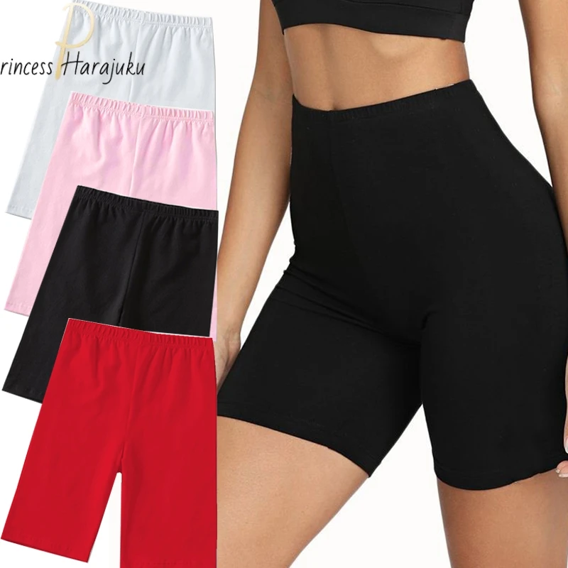 

High Waist Sports Shorts Women Biker Shorts Summer Casual Harajuku Sexy Skinny Fitness Solid Bodycon Cycling Slim Bottoms 2021