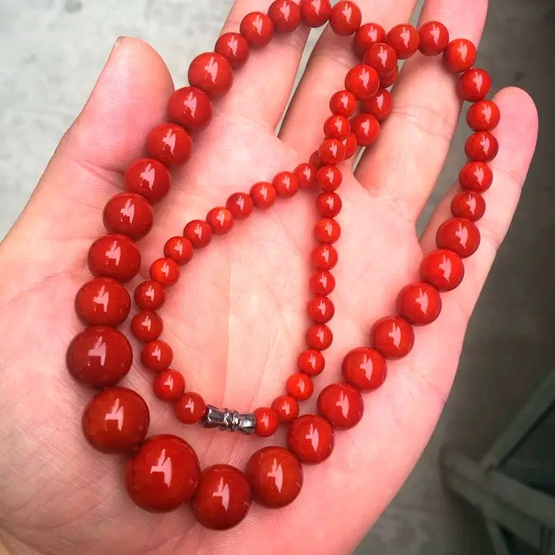 beautiful Nan Hong Bead necklace costly chalcedony carnelian mala Bead hanging Lucky garnishry