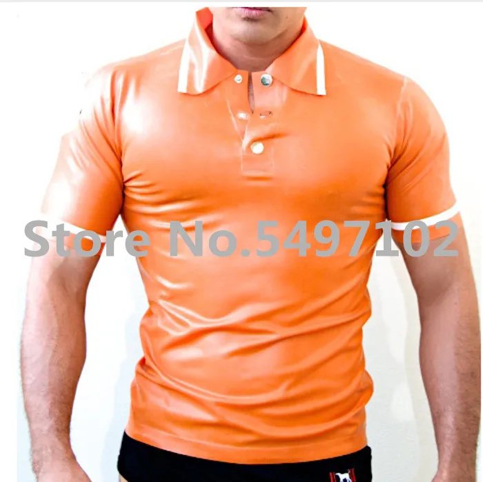 ยาง Man Latex เสื้อโปโล Latex สีน้ำตาล Coat สูท Tank Top