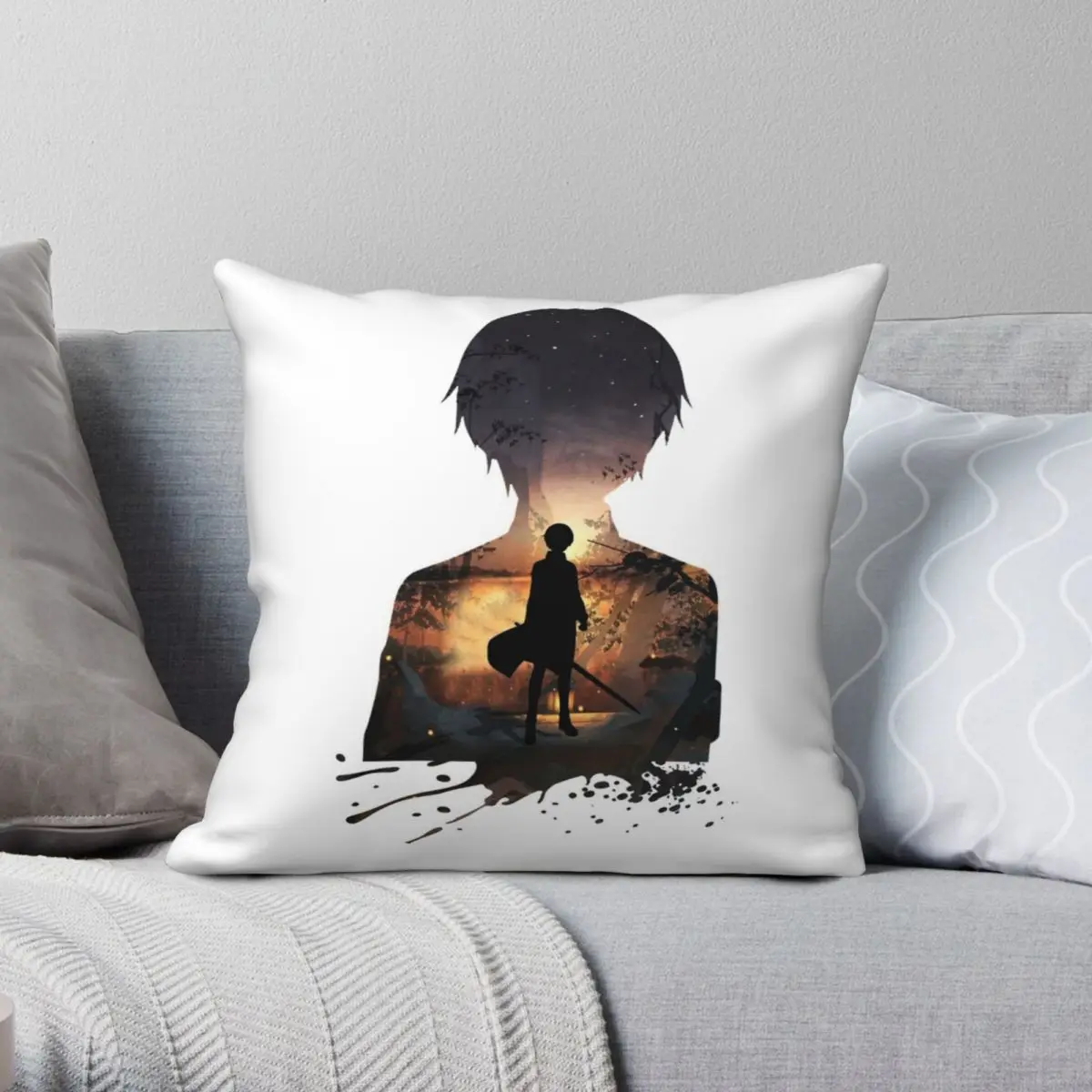 Sword Art Online Character Eugeo Pillowcase Polyester Linen Velvet Pattern Zip Decor Car Cushion Cover