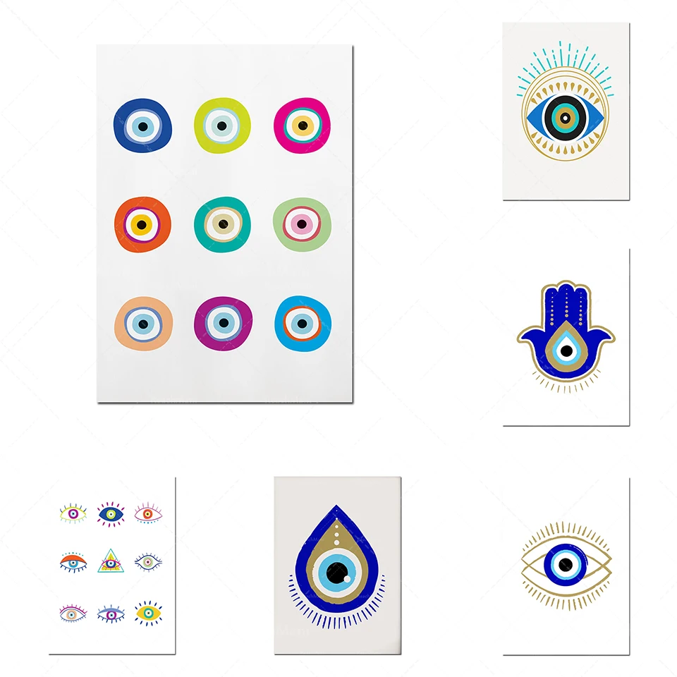 

Evil eye color print, amulet, boho print, wall decoration, wall art print minimalist design artist home poster