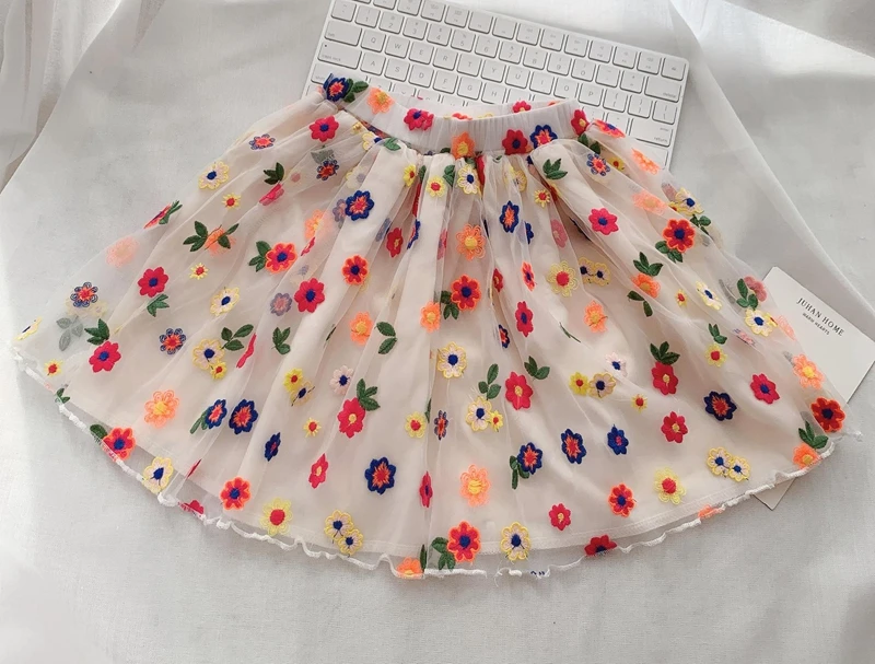 high density fine mesh gauze lace flower embroidery fabric DIY skirt clothing curtain table cloth fabric