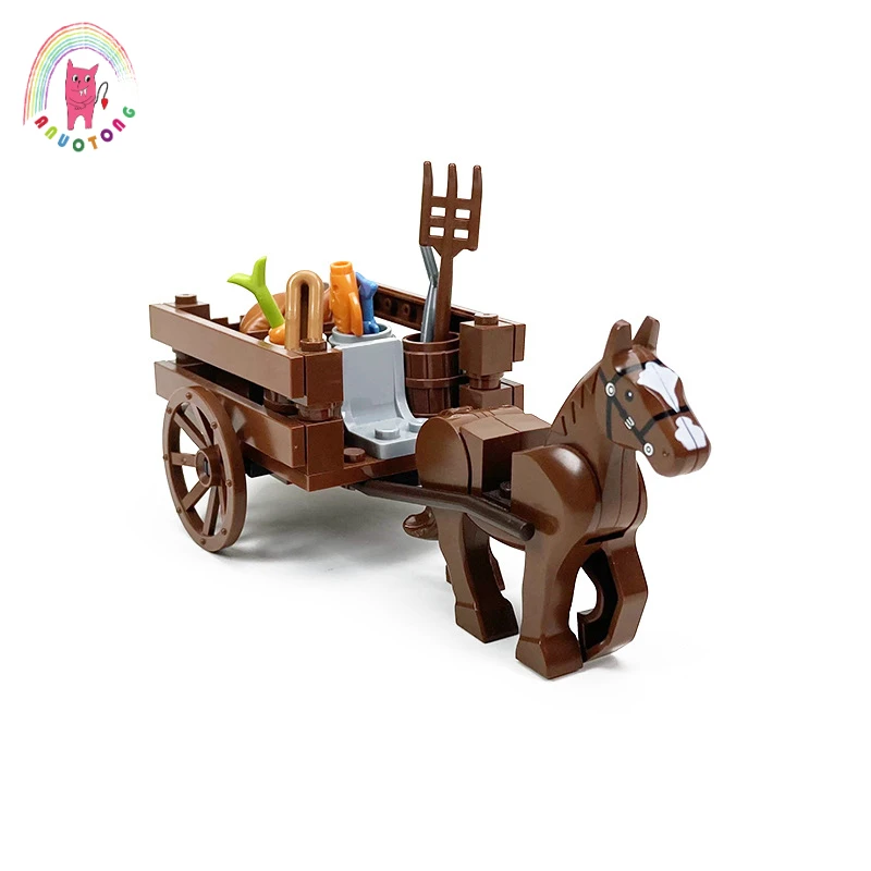 

City Street View Retro Carriage Food MOC Building Blocks Bricks Toys Agricultural Vehicle Accessories Compatible Kids Gift