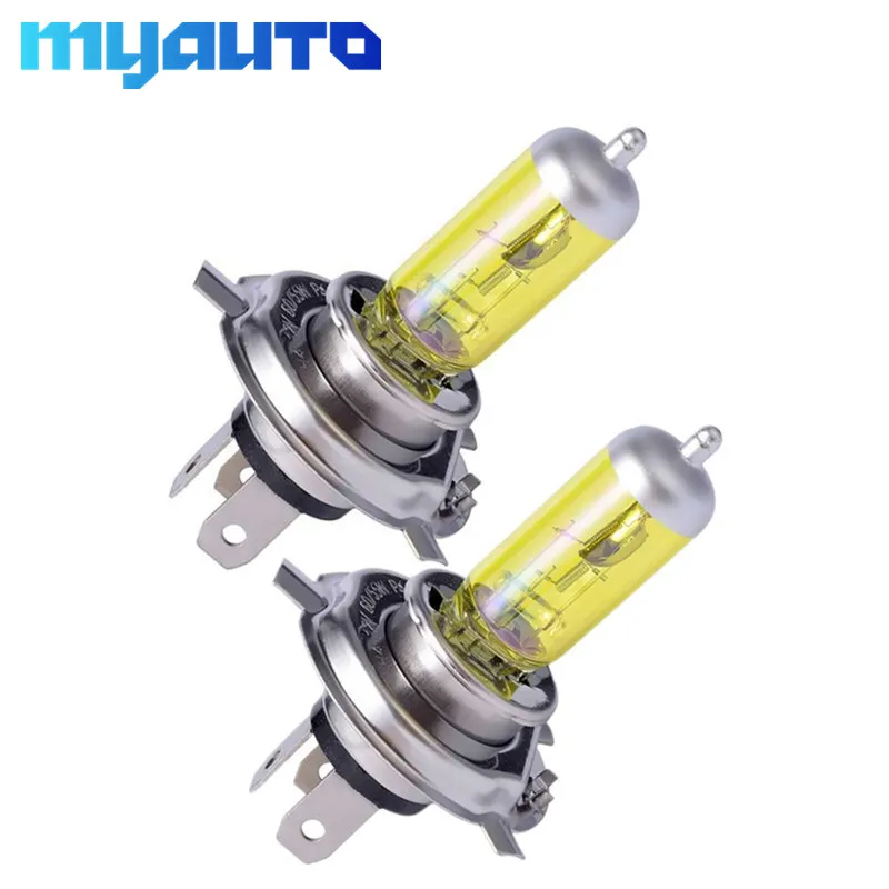 2pcs  H4 55W 12V Yellow Fog Lights Halogen Bulb High Power Headlight Lamp Car Light Source parking Head auto 60/55W 3000K
