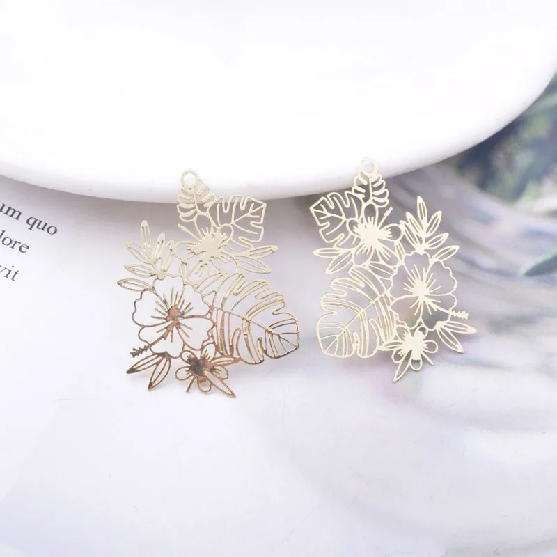 30 Stück AB6737 30*25mm Bemalte Messing-Tropenblätter-Anhänger DIY Schmuck Ohrring-Zubehör – Detail 9