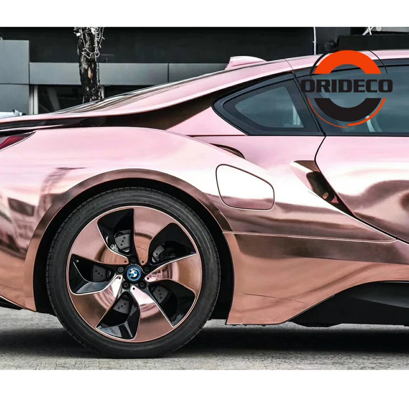 10/20/30/40/50*152CM High Stretchable Orange Chrome Air Bubble Free Mirror Vinyl Wrap Film Sticker Emblem Car Bike Motor Cover