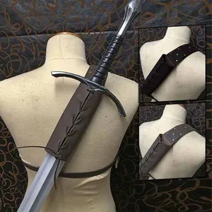 Sarung Abad Pertengahan Sarung Kulit PU Bahu Belakang Pemegang Pedang Dapat Disesuaikan Pemegang Rapier Larp Prajurit Kostum Cosplay Halloween 10 pedang gandalf penjualan terbaik - №