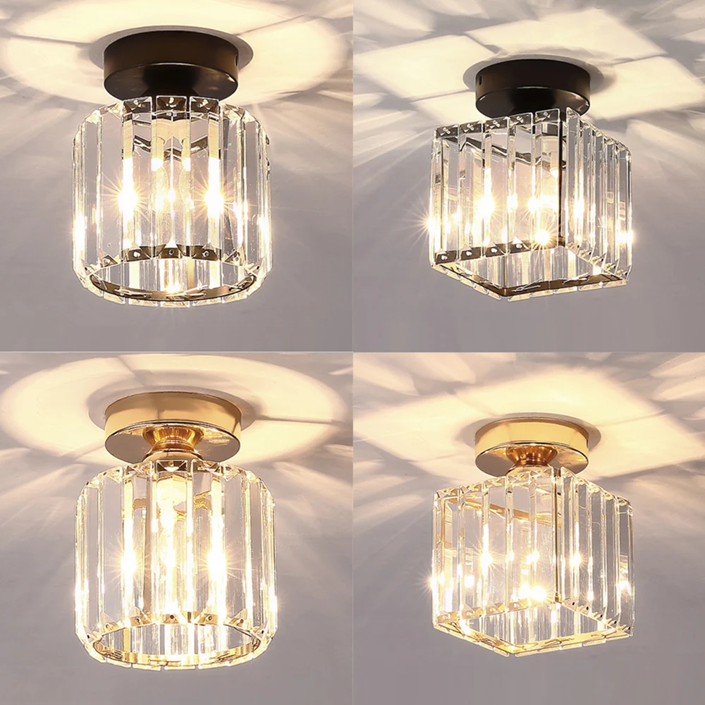 Simples e moderno e27led lâmpada de cristal entrada varanda luz luxo lâmpada do teto personalidade criativa varanda corredor lâmpada decorativa