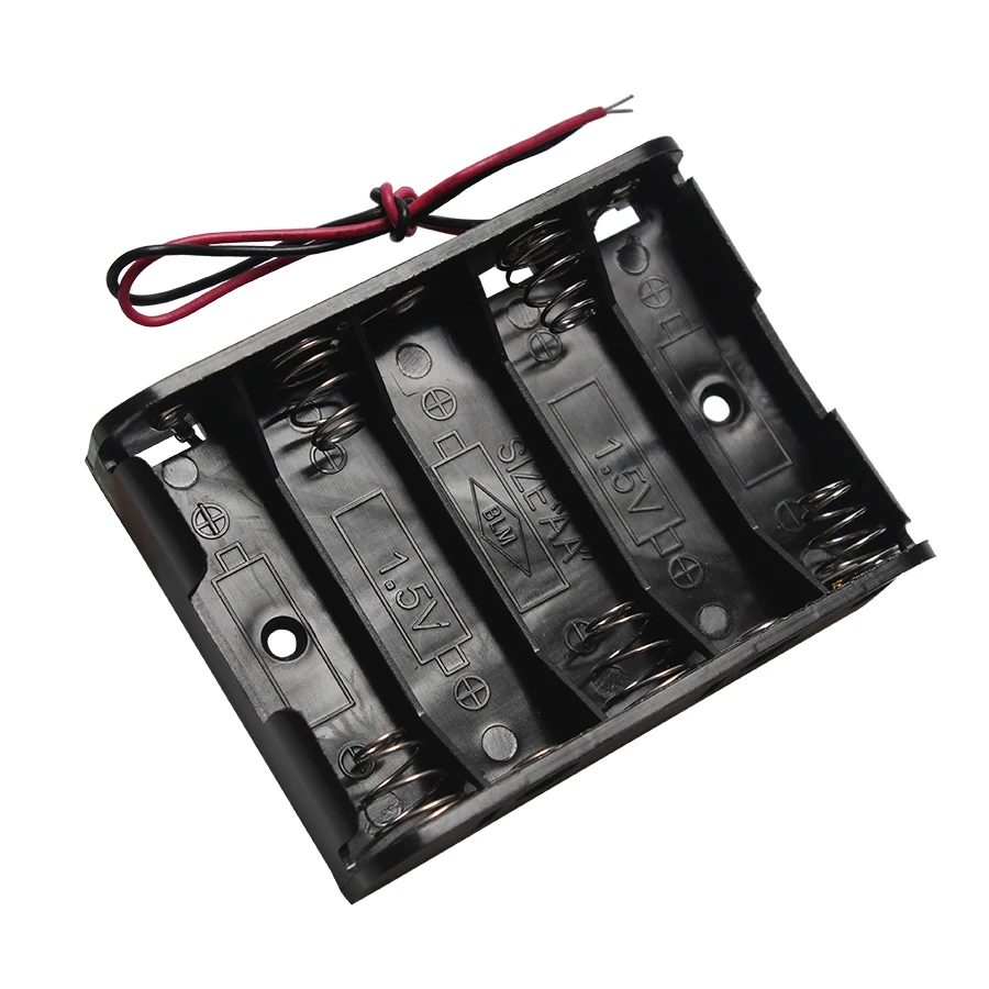 AA Size Battery Holder Case Box With Leads No Cover&Switch Batteries Organizer Plastic Storage