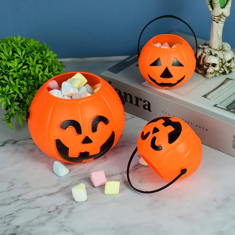 1/3pc Halloween Candy Bucket Pumpkin Bucket Portable Basket Kids Favor Trick Or Treat Bucket Halloween Party Decoration Supplies