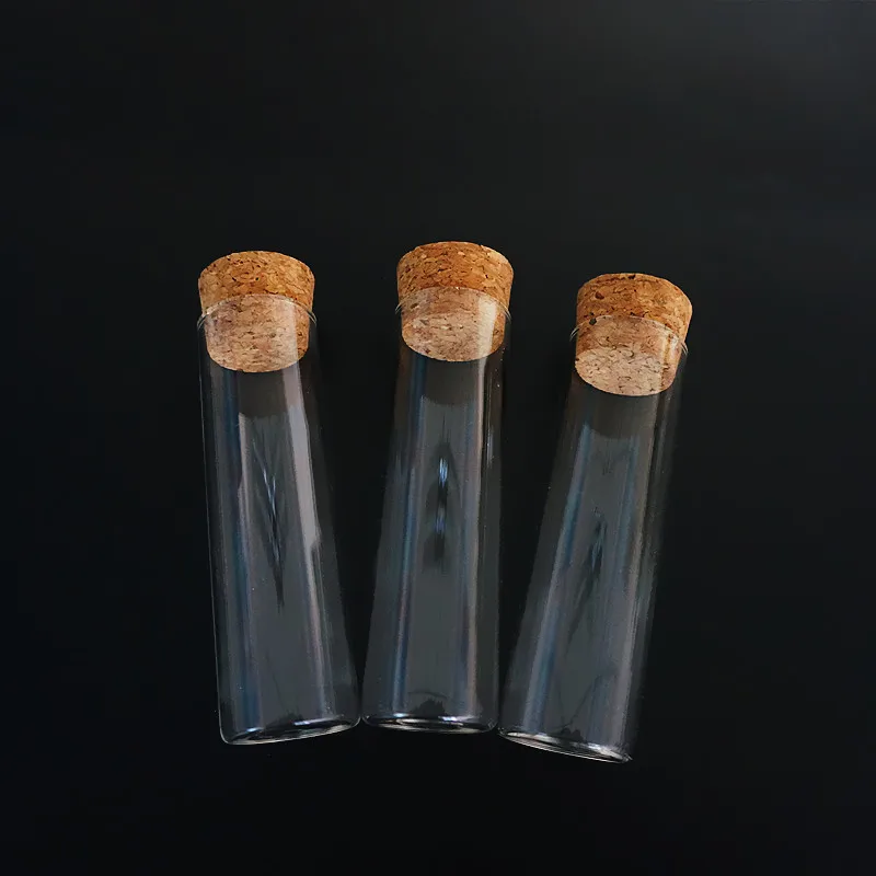 6pcs/lot 30x100mm Glass Test Tube With Cork Flat Bottom Transparent Lab Empty Scented Tea Drink Candy Storage Tubes