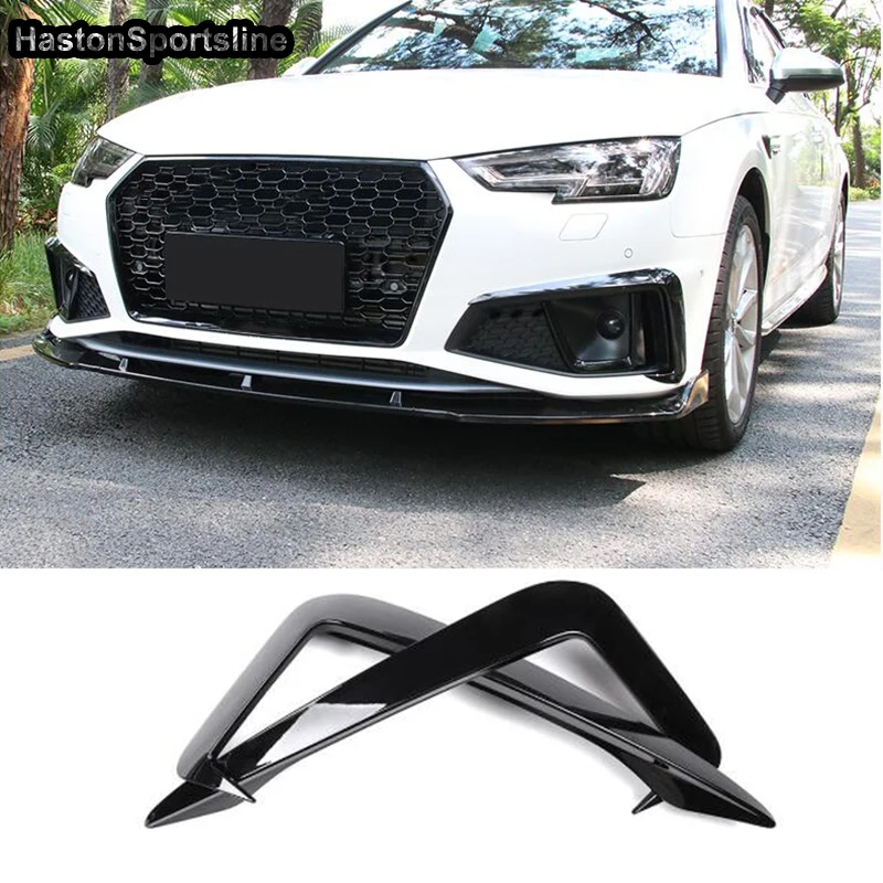 For Audi S4 Sline B9 Modified Black ABS Front Apron Splitter Front Fog Lamp Eyelid Eyebrows Auto Styling 2019 2020