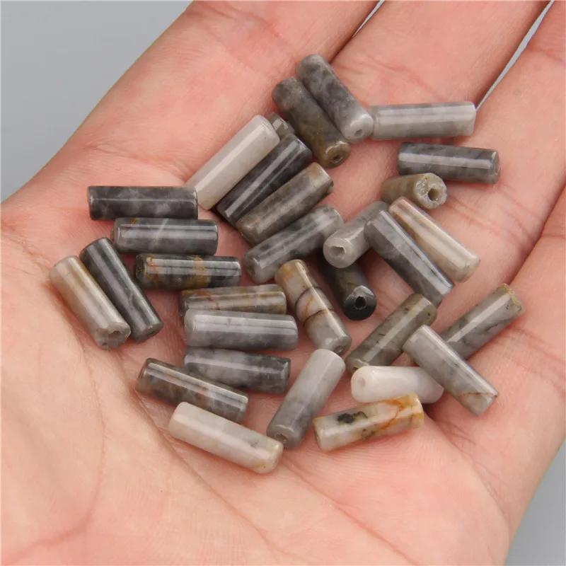 10pcs/Lot 4X13mm Natural Stone Beads Quartz Jaspers Crystal Round Tube Cylinder Spacer Beads Pendant Charm For Jewelry Making