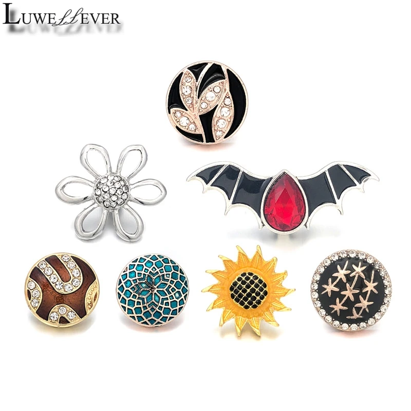 

Flower Component 092 Crystal 18mm Metal Snap Button For Bracelet Necklace Interchangeable Jewelry Women Accessorie Findings